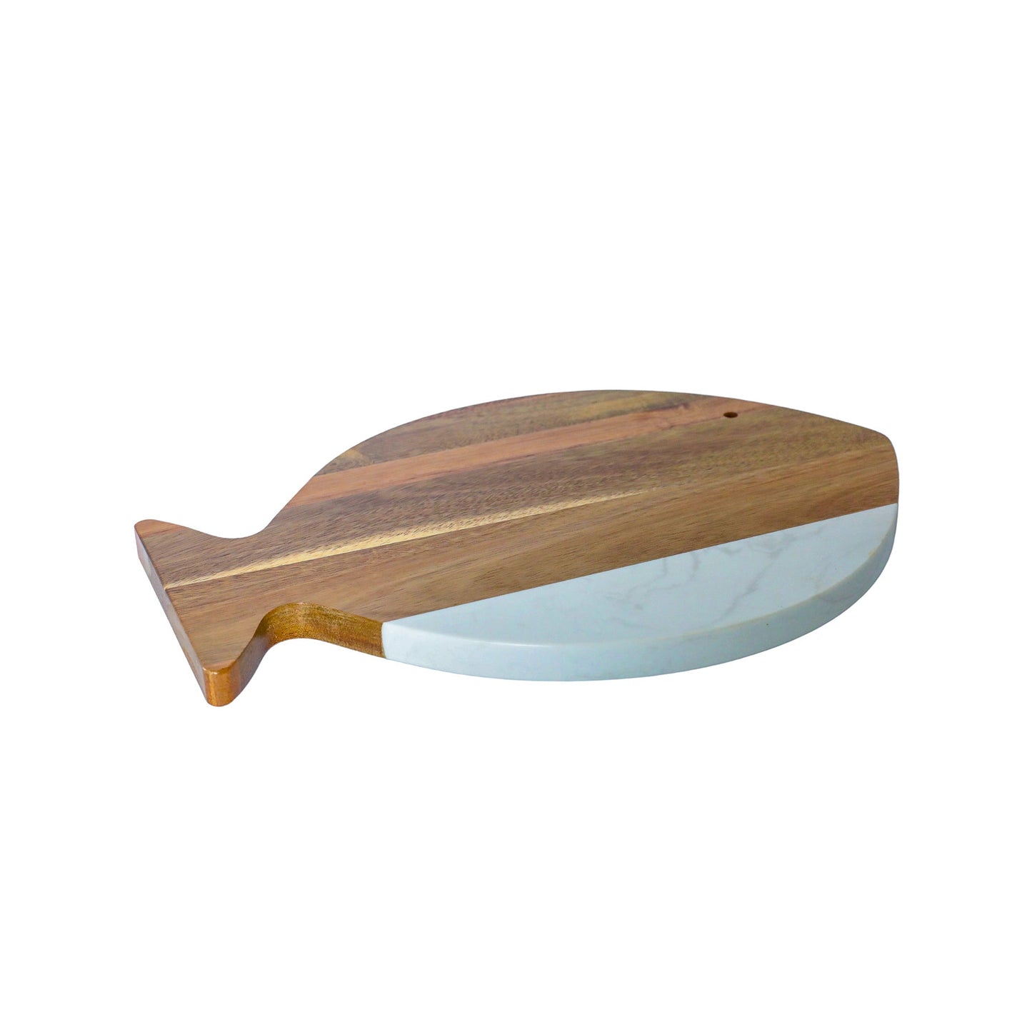 White Marble and Acacia Wood Fish Board-1