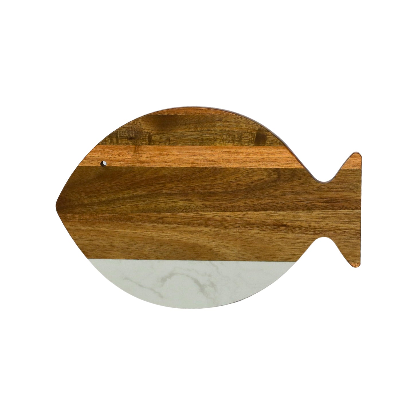 White Marble and Acacia Wood Fish Board-2