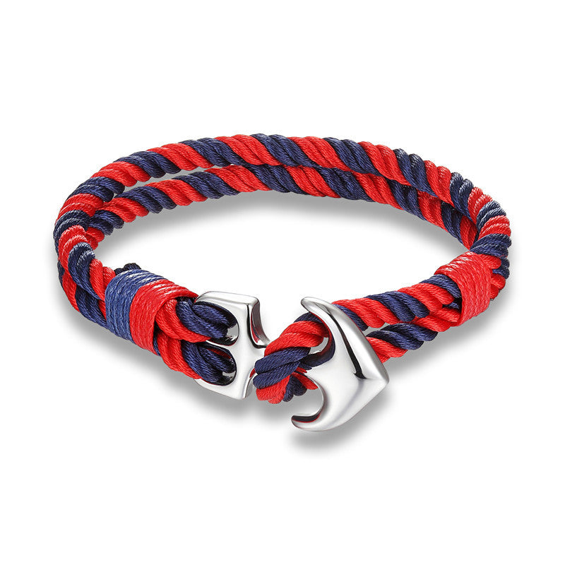 High-Quality Nautical Anchor Charm Paracord Bracelet – Wrap with Metal Hook