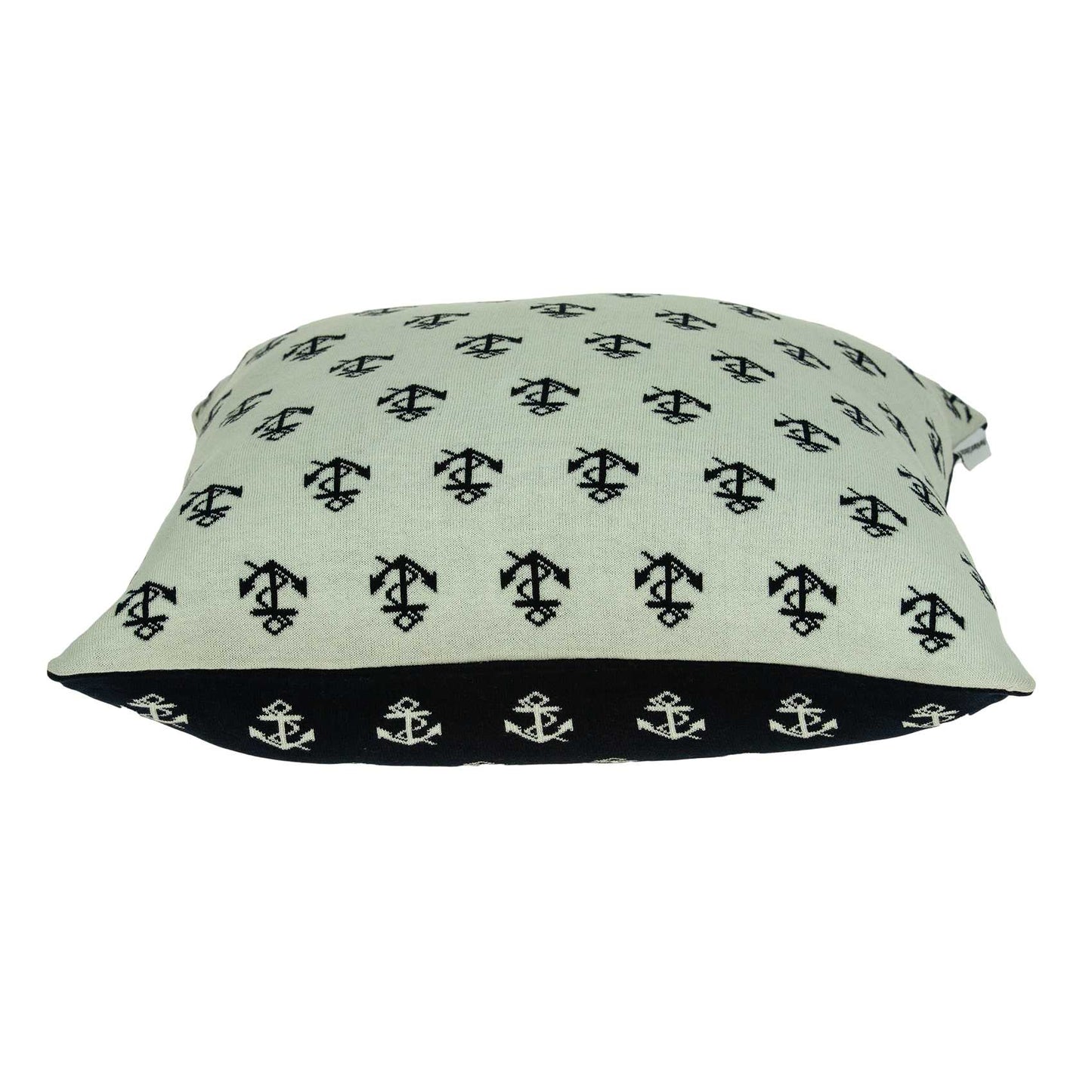 20" Blue and Off White Reversible Nautical Anchor Cotton Throw Pillow-2
