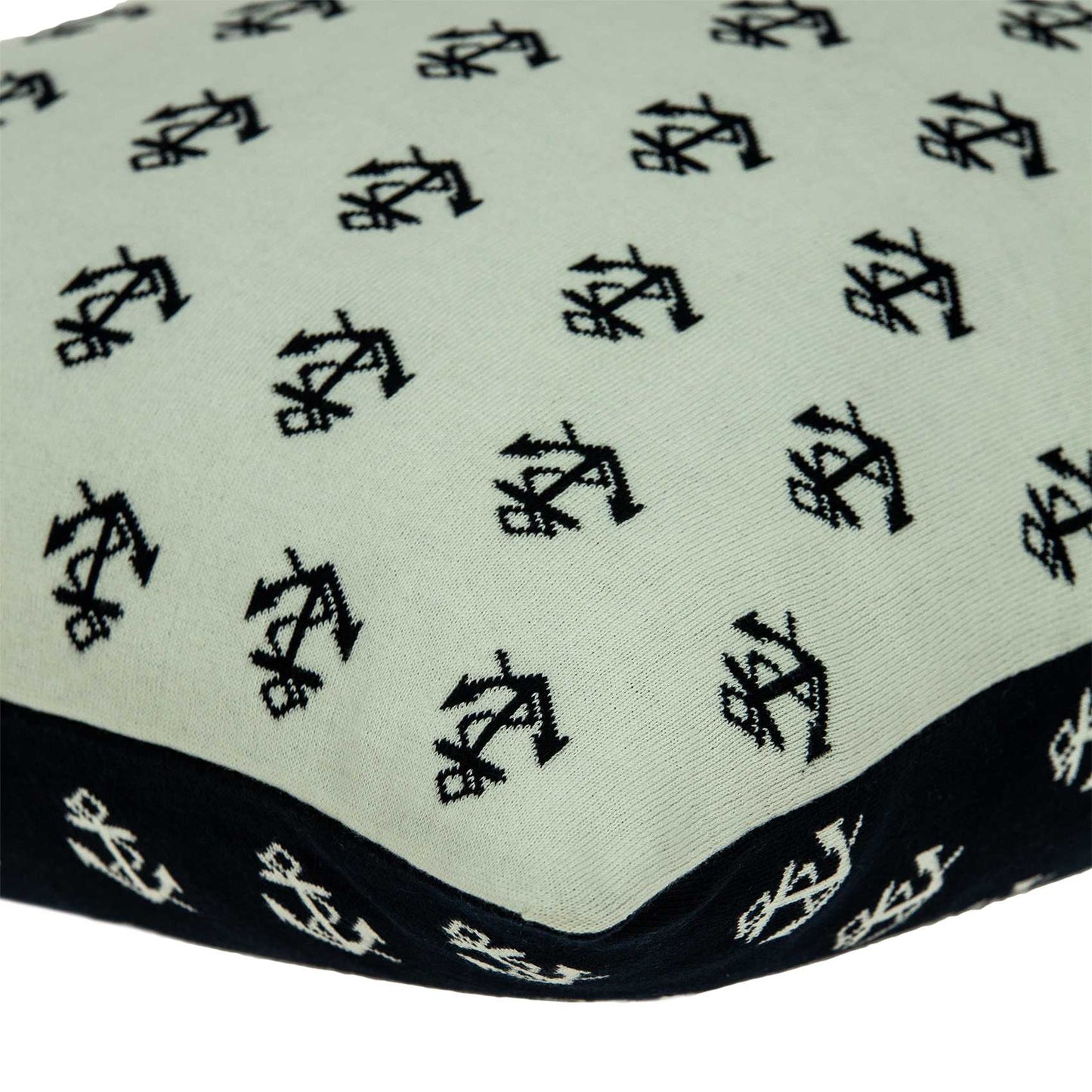 20" Blue and Off White Reversible Nautical Anchor Cotton Throw Pillow-4