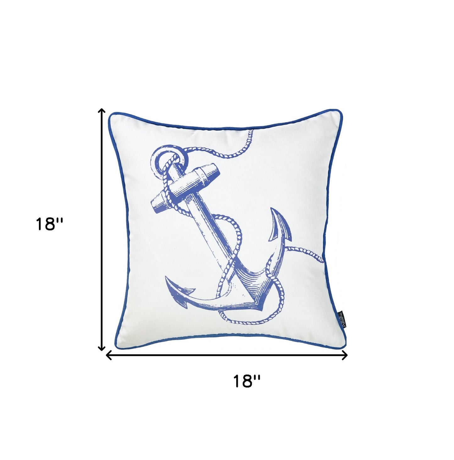 18" Blue And White Nautical Anchor Decorative Throw Pillow Cover-7