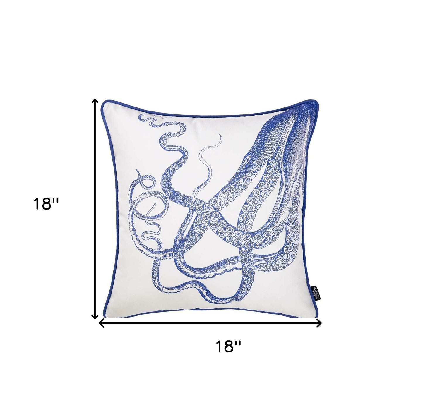 Blue and White Octopus Nautical Throw Pillow-6