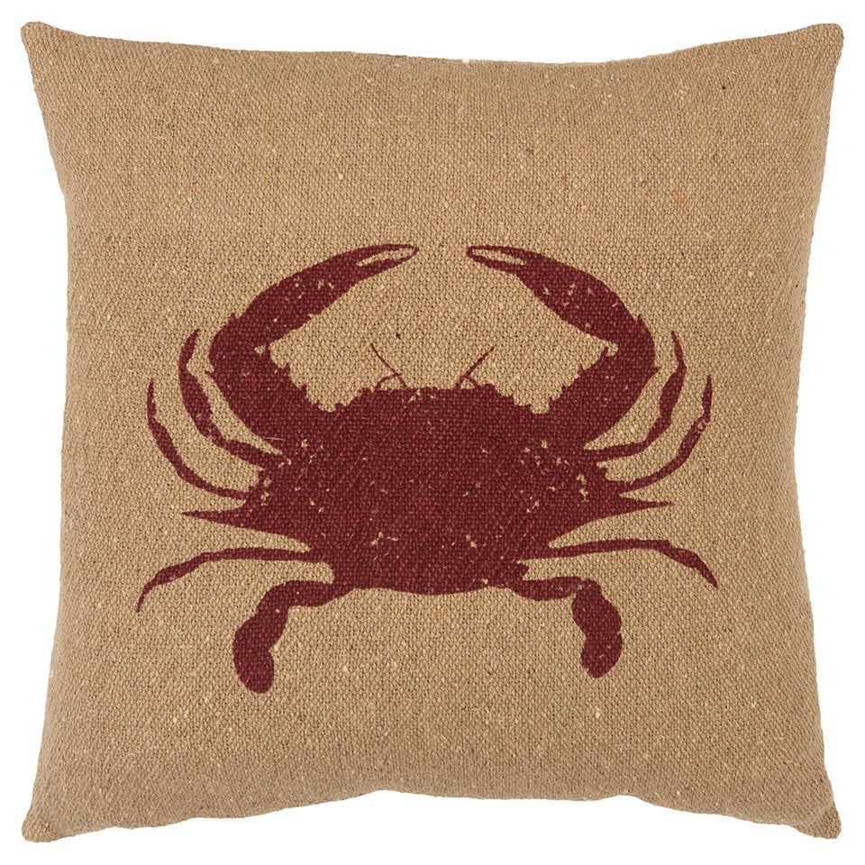 Tan Brown Distressed Crab Throw Pillow-0