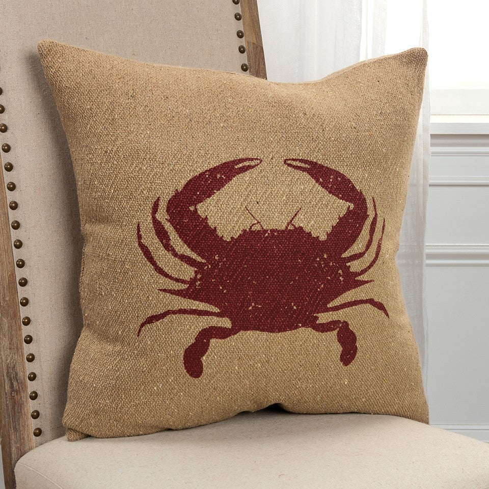 Tan Brown Distressed Crab Throw Pillow-4