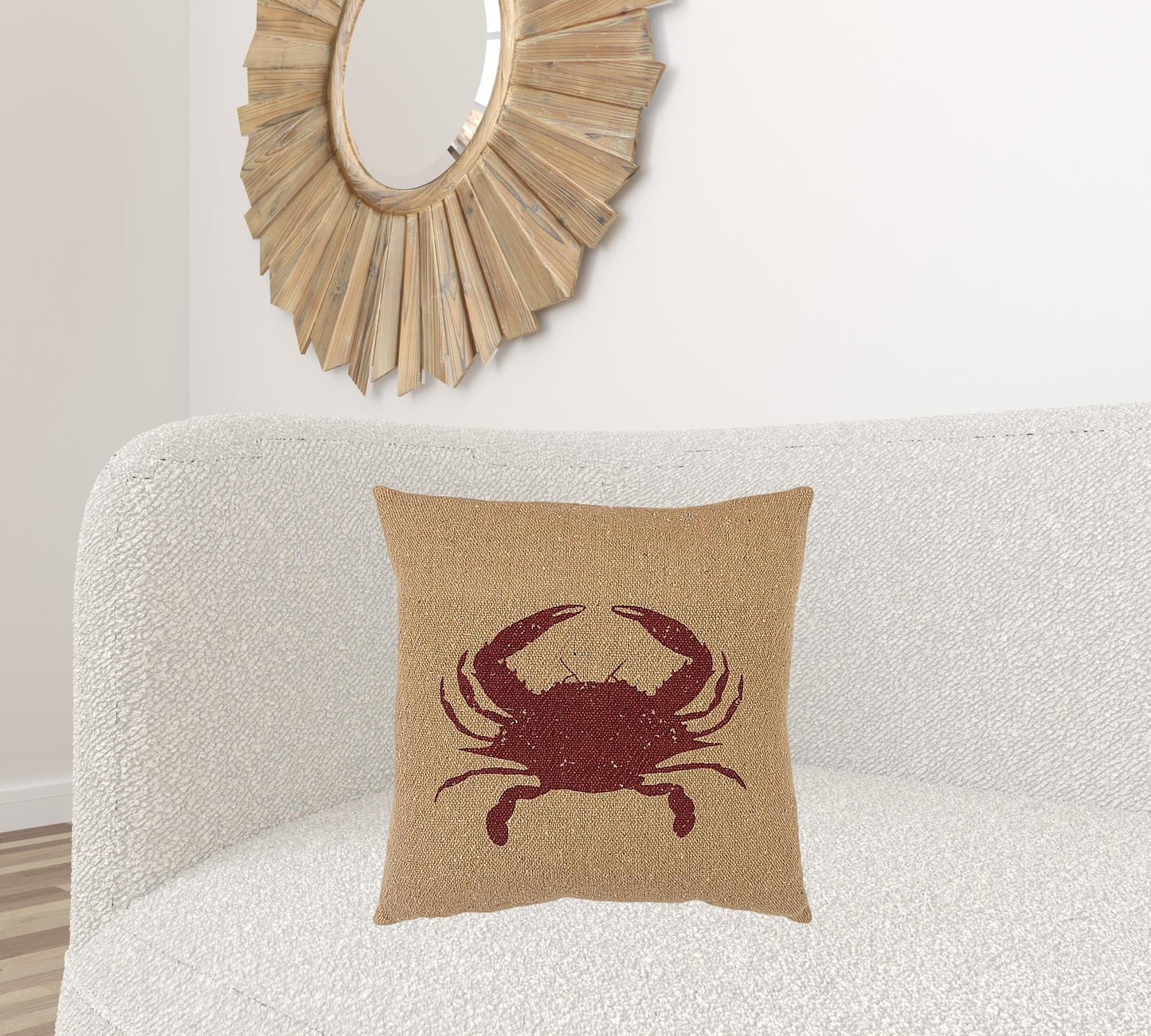 Tan Brown Distressed Crab Throw Pillow-1