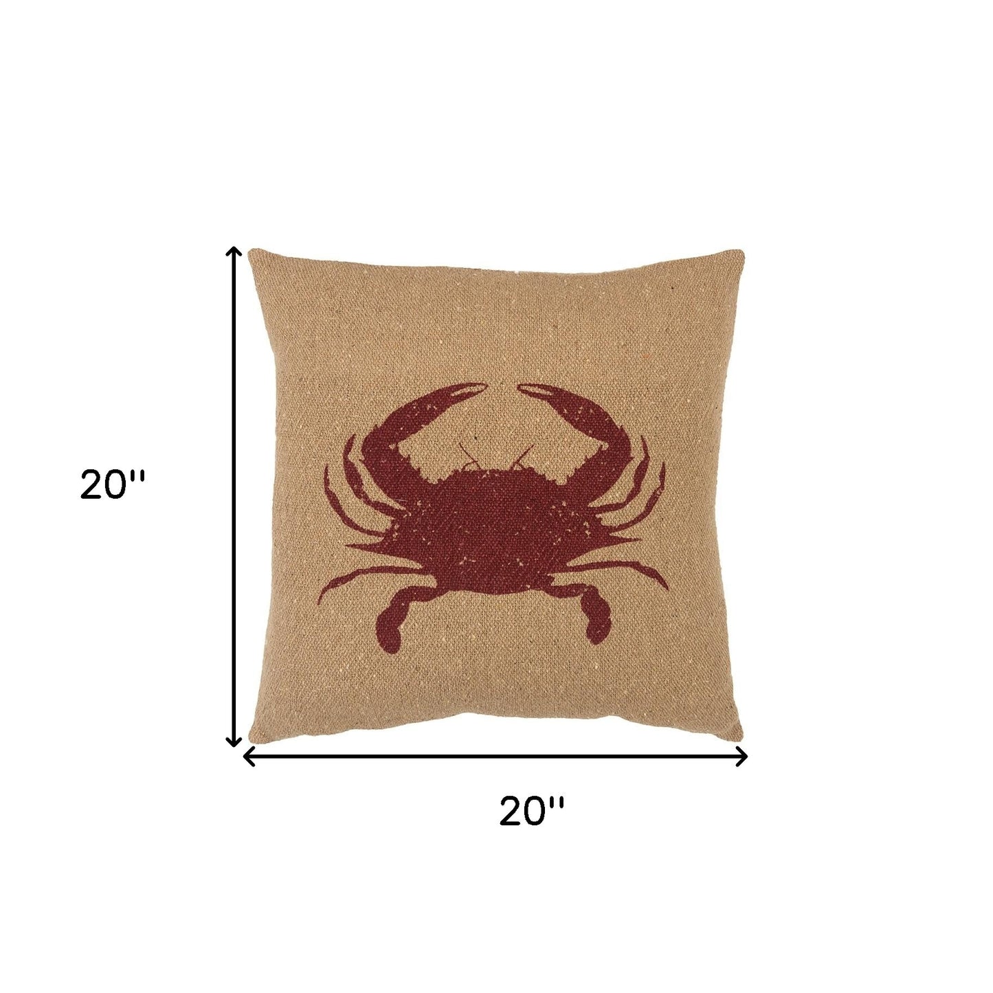 Tan Brown Distressed Crab Throw Pillow-5