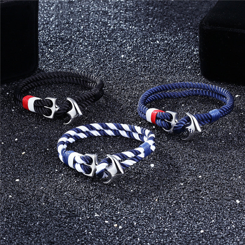 High-Quality Nautical Anchor Charm Paracord Bracelet – Wrap with Metal Hook