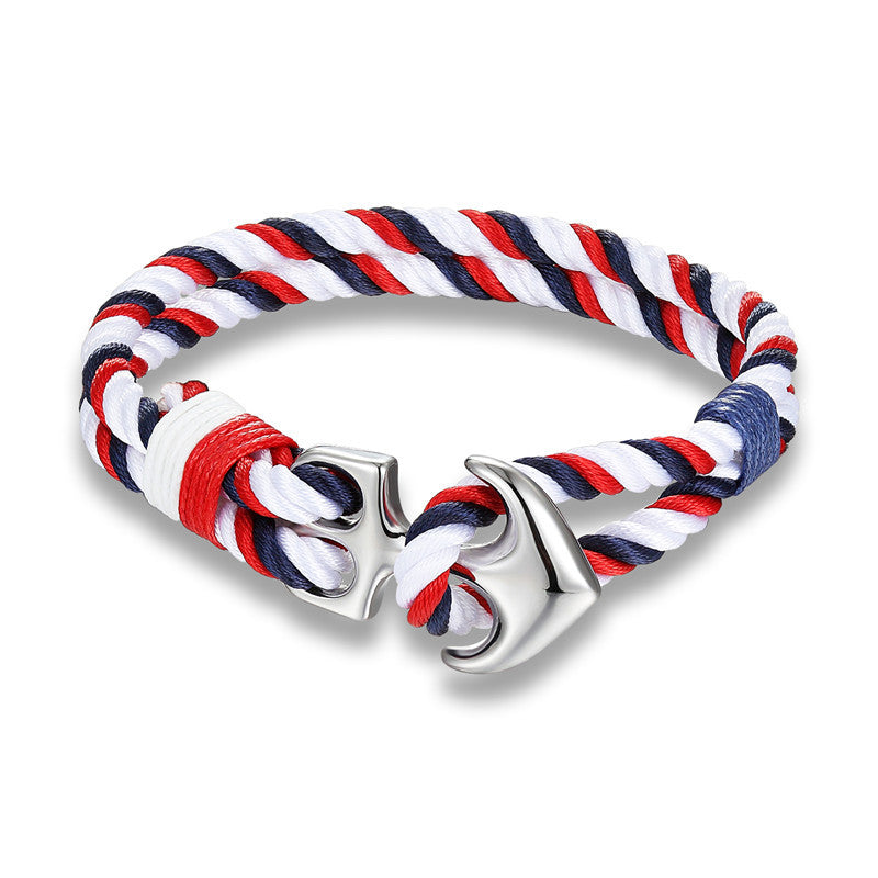 High-Quality Nautical Anchor Charm Paracord Bracelet – Wrap with Metal Hook