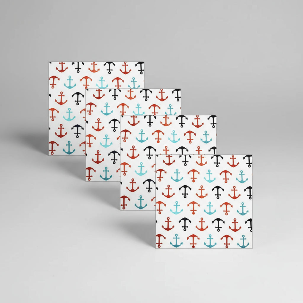 Charlo's Cloth Napkins Set of 4 Anchor of Seas 16" by 16" - White-0