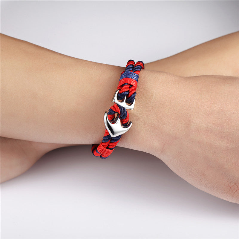 High-Quality Nautical Anchor Charm Paracord Bracelet – Wrap with Metal Hook