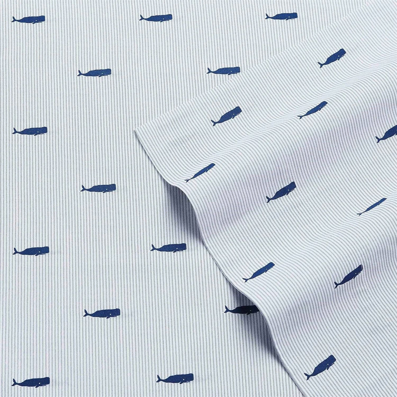 King size Coastal Beach 100-Percent Cotton Navy Blue White Stripe Sheet Set-0