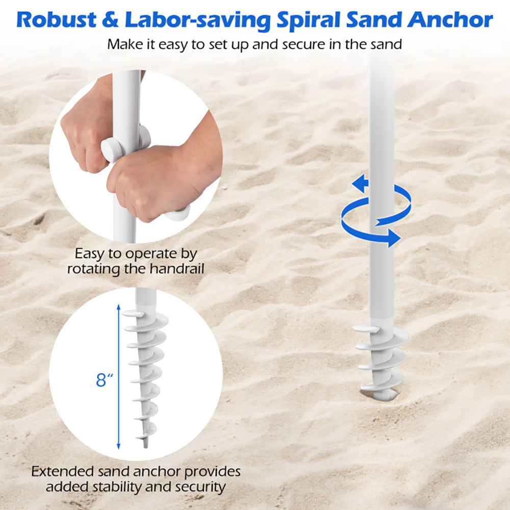 6.5 FT Beach Umbrella With Fringe Outdoor Tassel Umbrella With Push Button Tilt