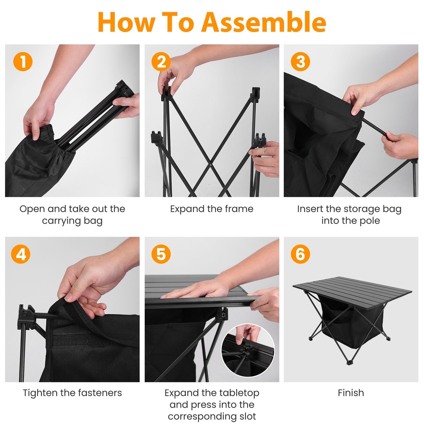 1Pc Foldable Camping Table With Storage Basket