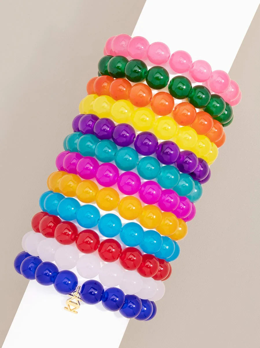 Glass Bead Stretch Bracelet - Light Pink-2