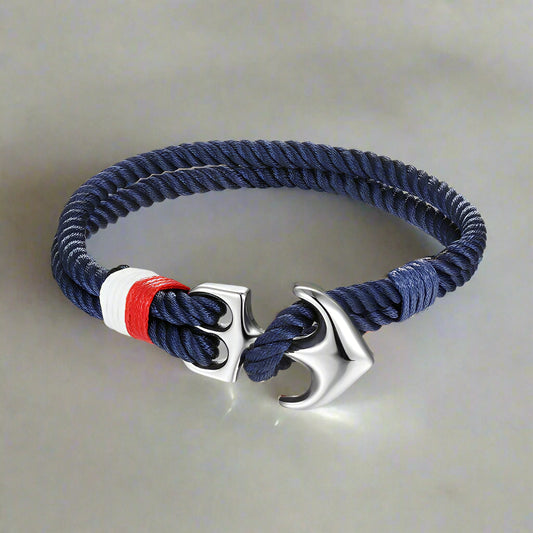 High-Quality Nautical Anchor Charm Paracord Bracelet – Wrap with Metal Hook