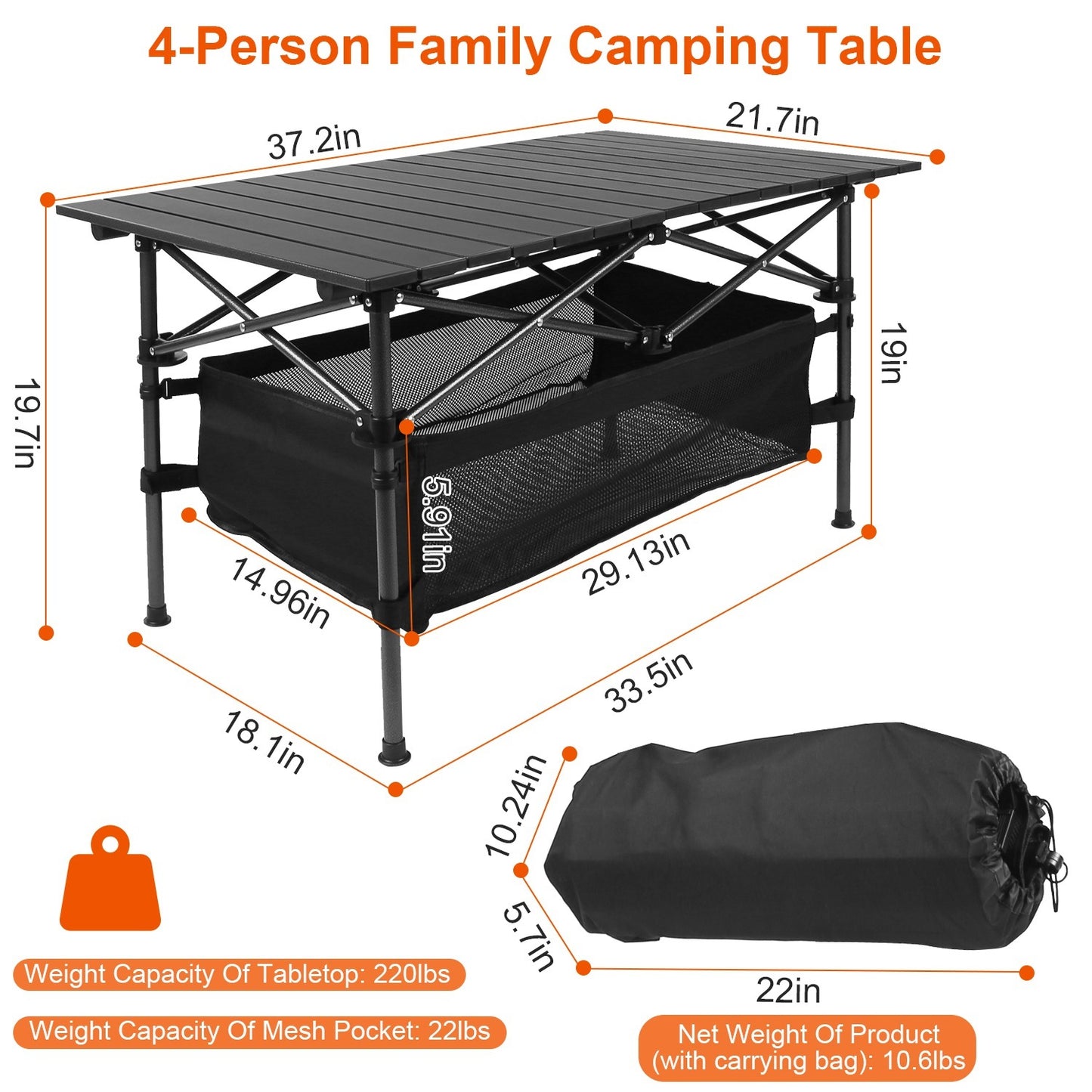 Portable Lightweight Aluminum Roll-up Table With Carrying Bag