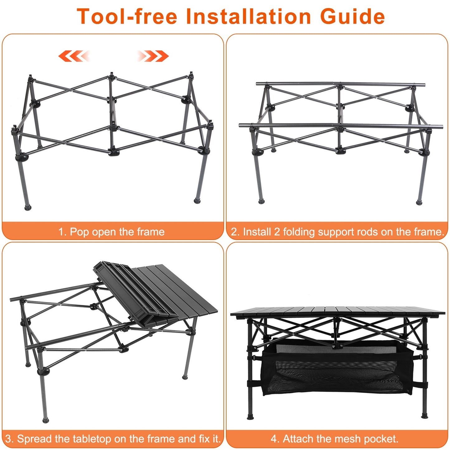 Portable Lightweight Aluminum Roll-up Table With Carrying Bag