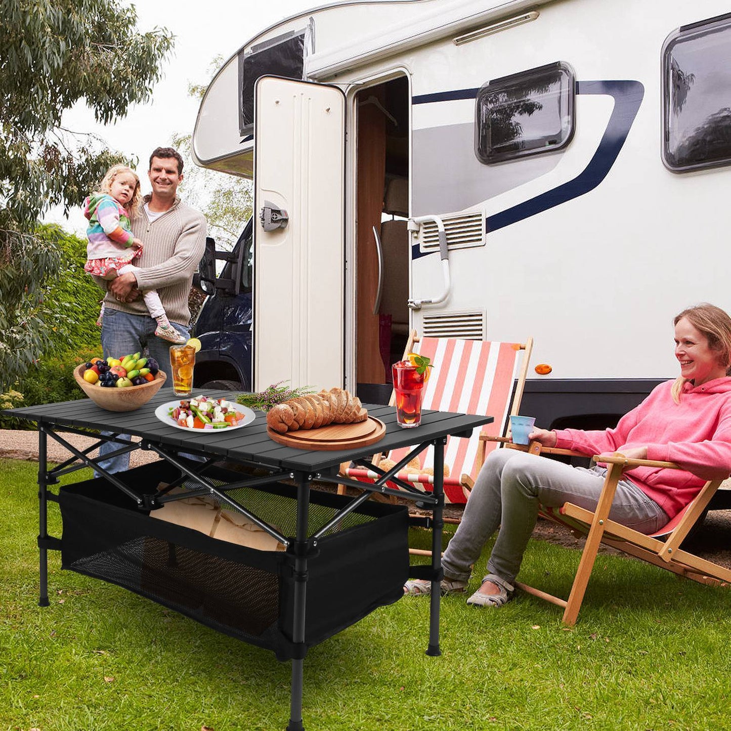 Portable Lightweight Aluminum Roll-up Table With Carrying Bag