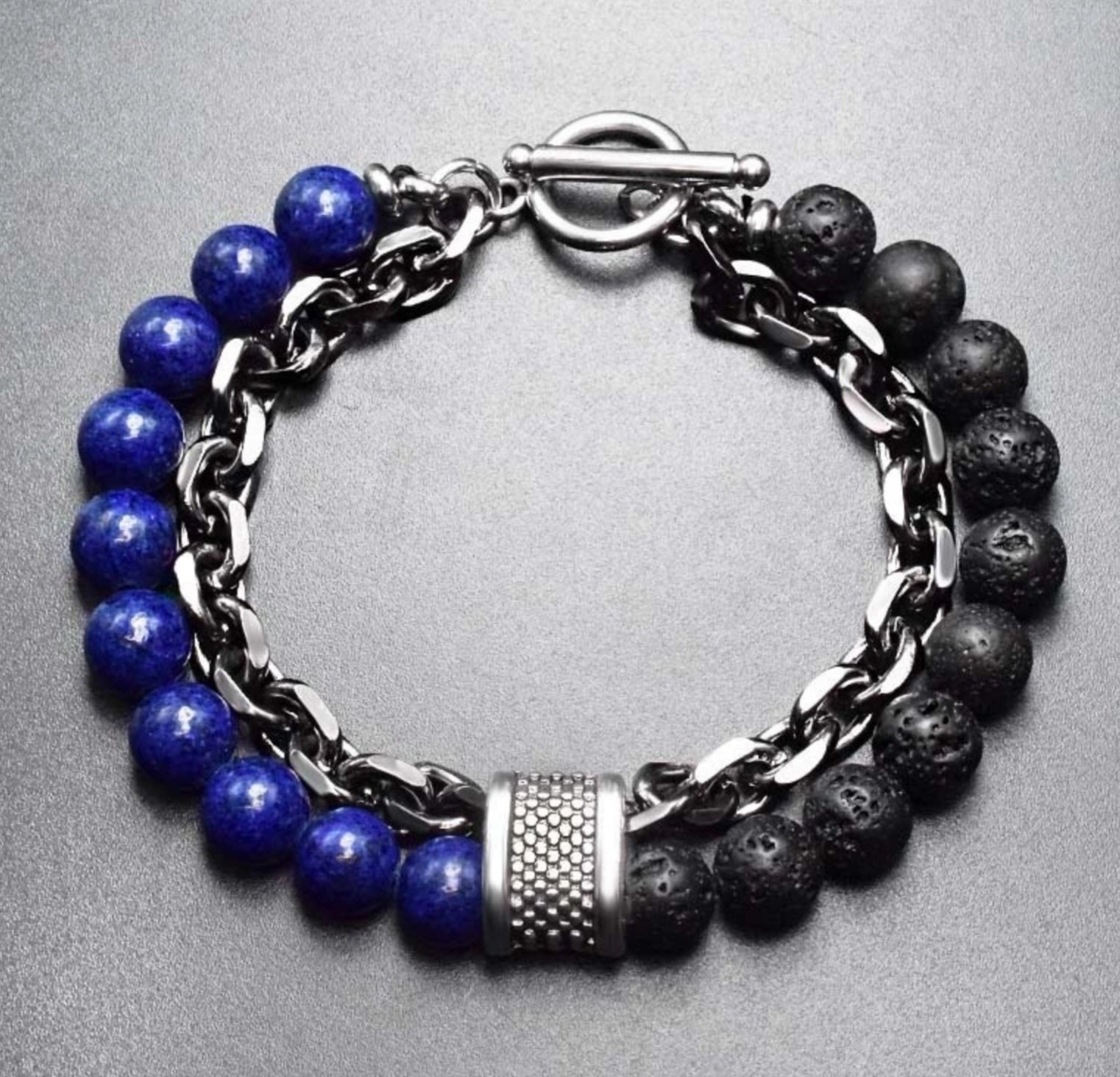 MEN'S CHAIN AND BEAD BRACELET-3