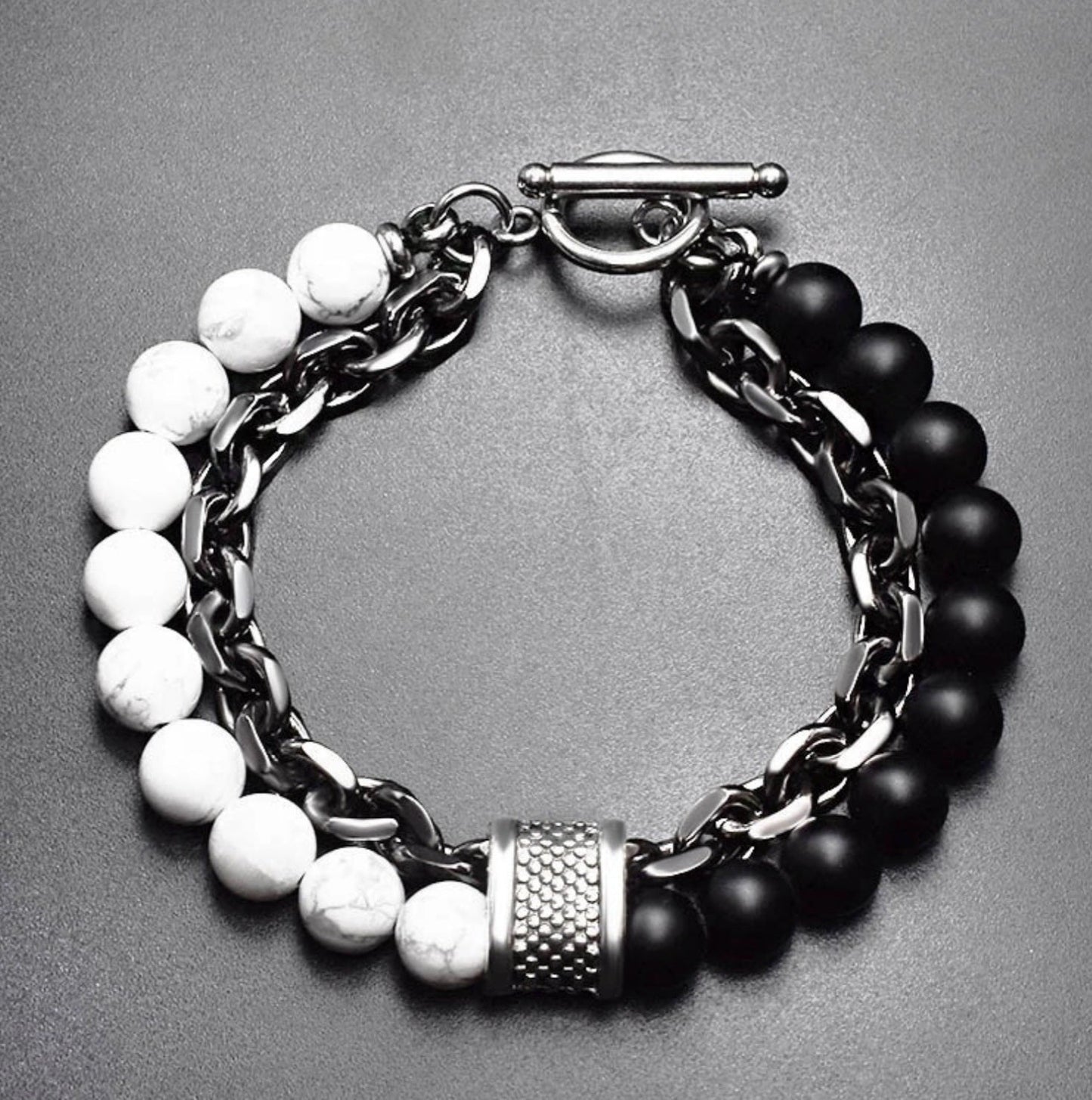 MEN'S CHAIN AND BEAD BRACELET-2