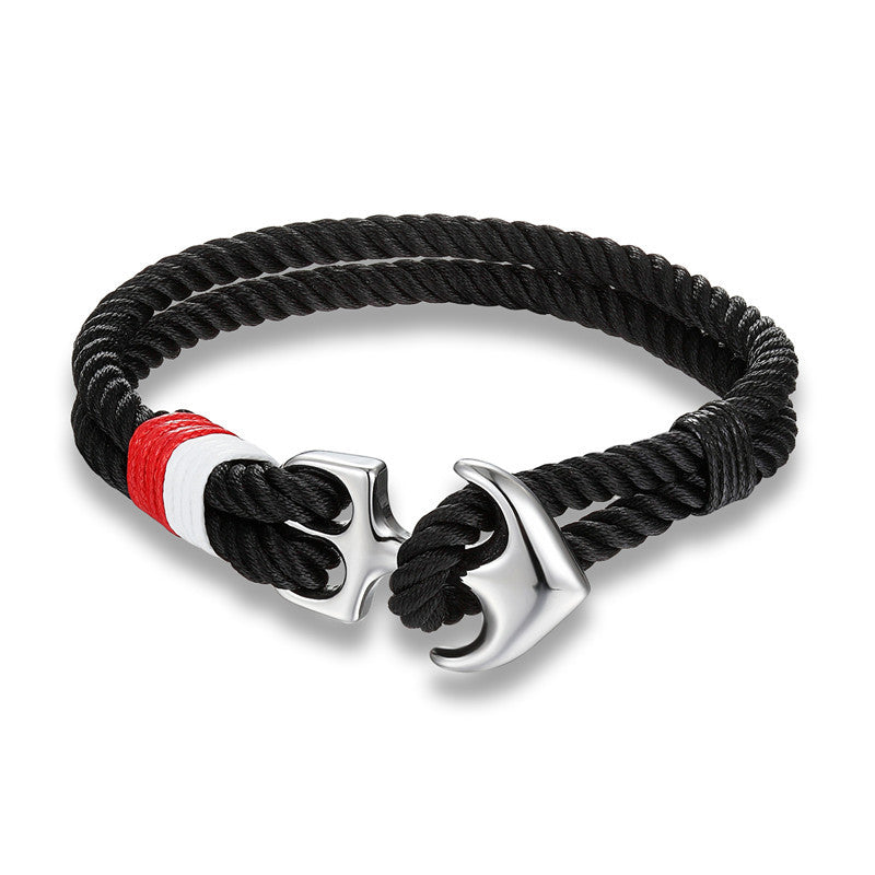 High-Quality Nautical Anchor Charm Paracord Bracelet – Wrap with Metal Hook