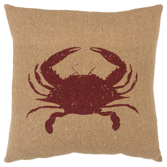 Tan Brown Distressed Crab Throw Pillow-0