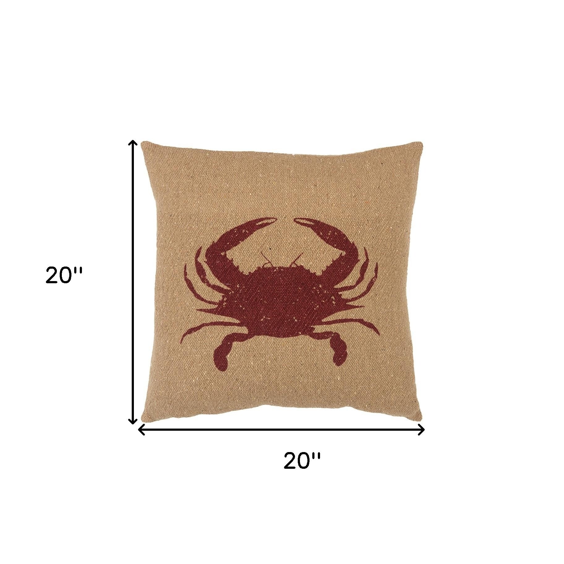 Tan Brown Distressed Crab Throw Pillow-5