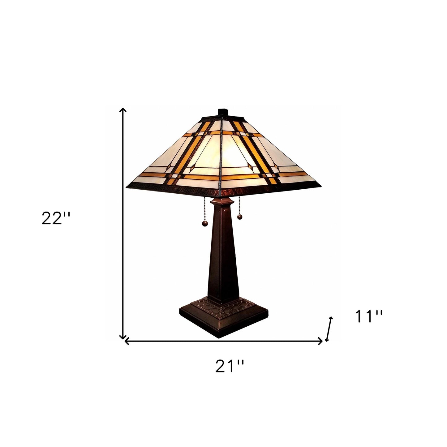 22" Dark Brown Metal Two Light Candlestick Table Lamp With Beige Shade-8