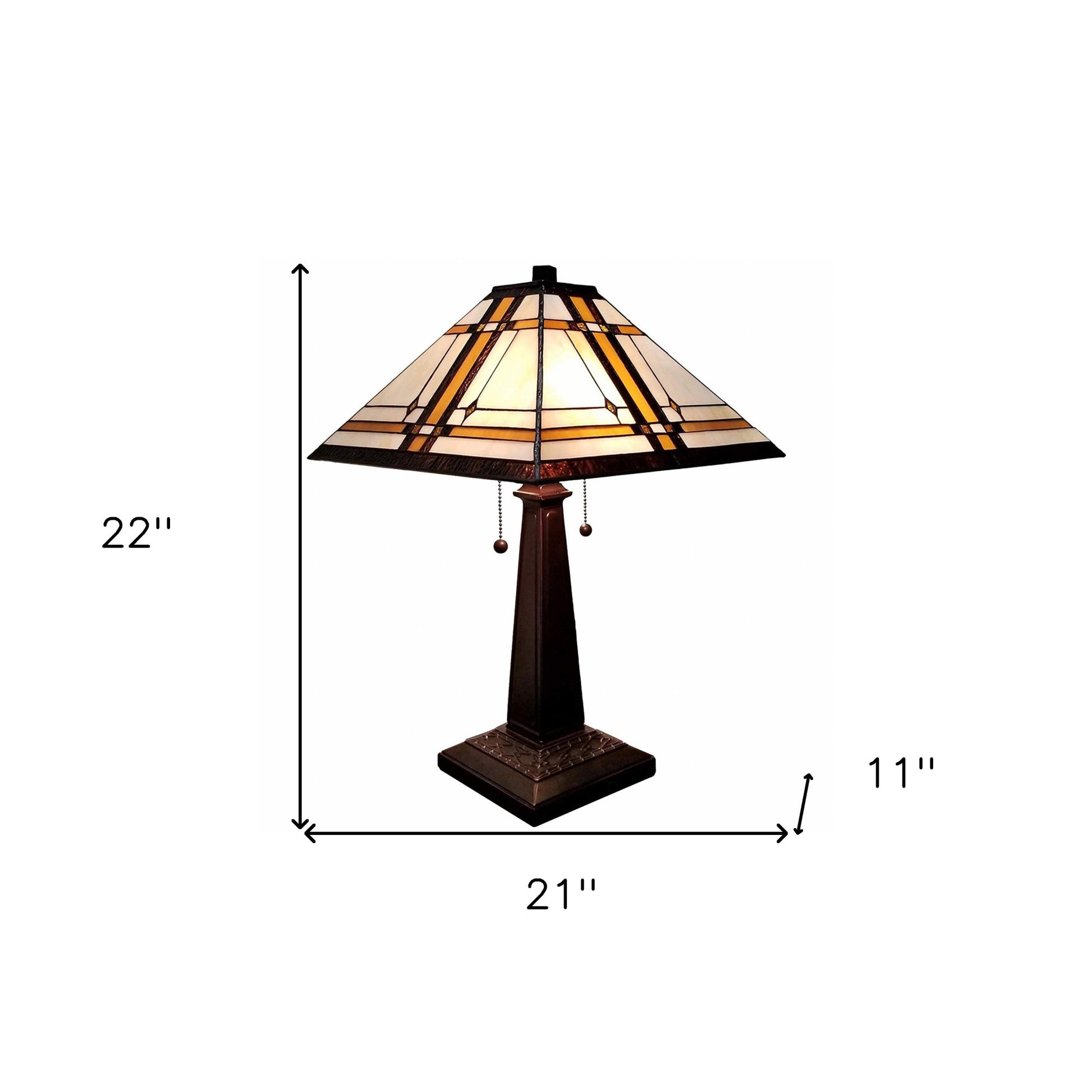 22" Dark Brown Metal Two Light Candlestick Table Lamp With Beige Shade-8