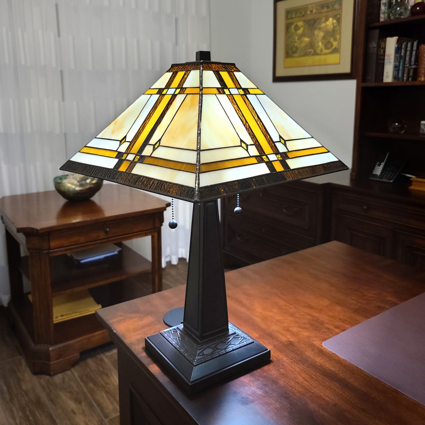 22" Dark Brown Metal Two Light Candlestick Table Lamp With Beige Shade-6