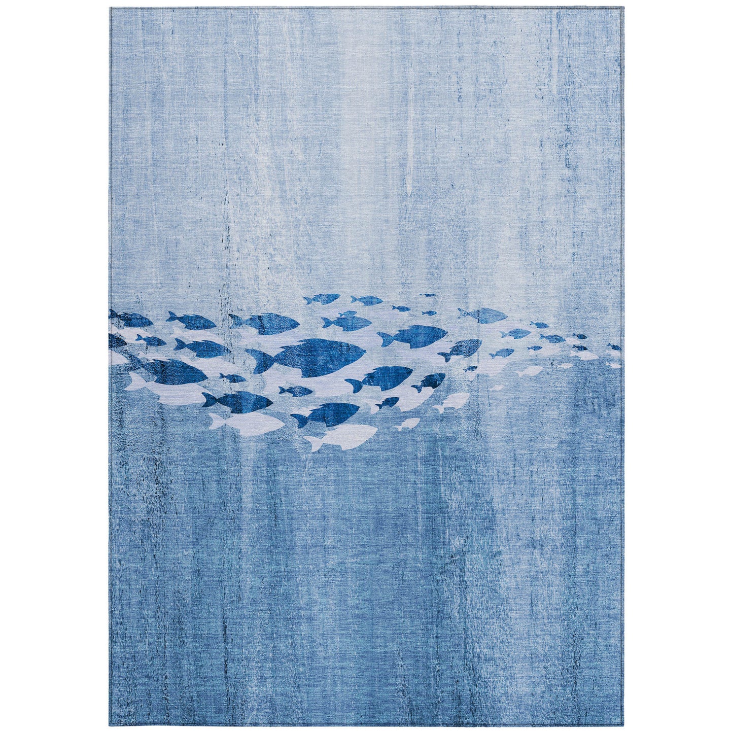3' X 5' Sky Blue And Navy Blue Nautical Washable Indoor Outdoor Area Rug-4