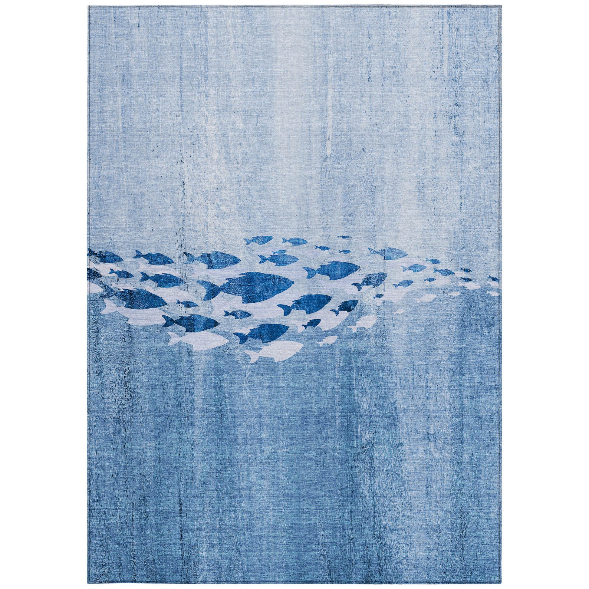 3' X 5' Sky Blue And Navy Blue Nautical Washable Indoor Outdoor Area Rug-4