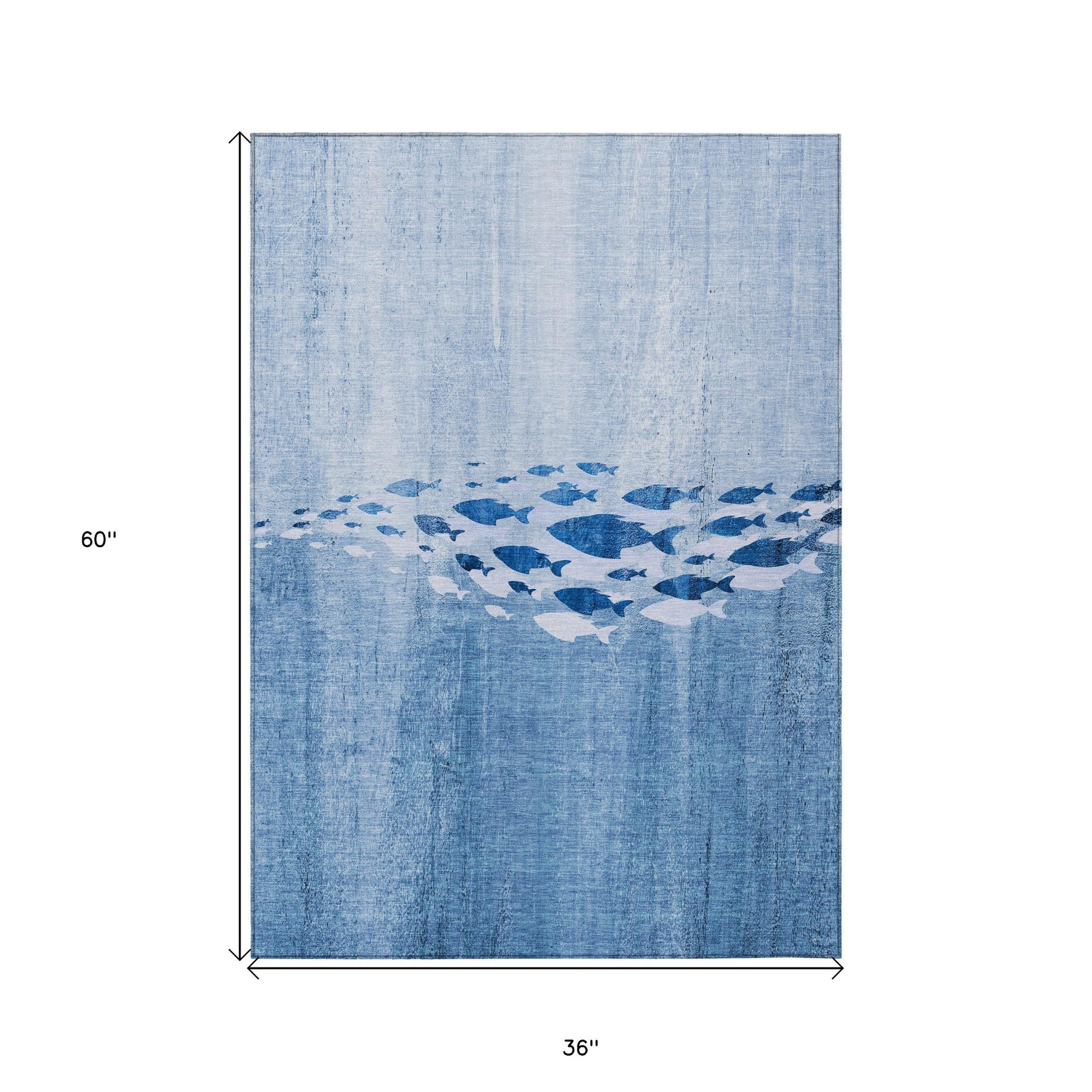 3' X 5' Sky Blue And Navy Blue Nautical Washable Indoor Outdoor Area Rug-2