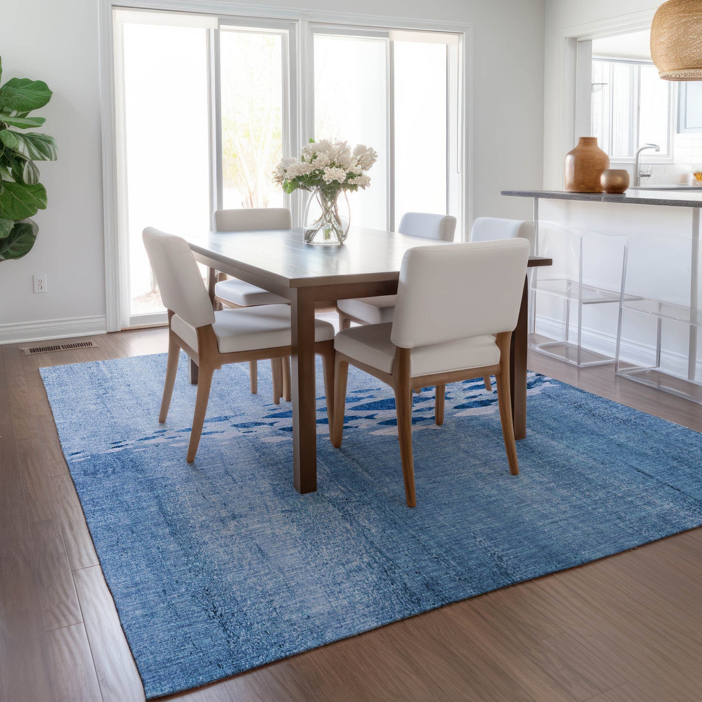 3' X 5' Sky Blue And Navy Blue Nautical Washable Indoor Outdoor Area Rug-7