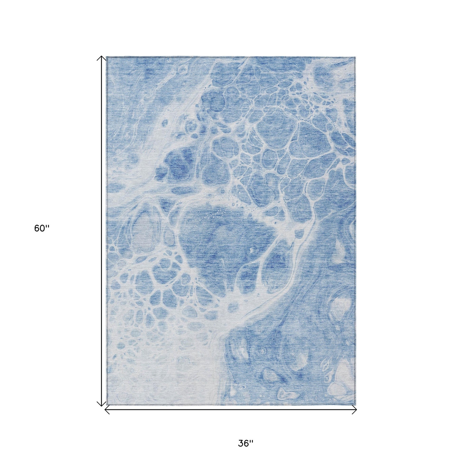 3' X 5' Sky Blue And Denim Blue Nautical Washable Indoor Outdoor Area Rug-2