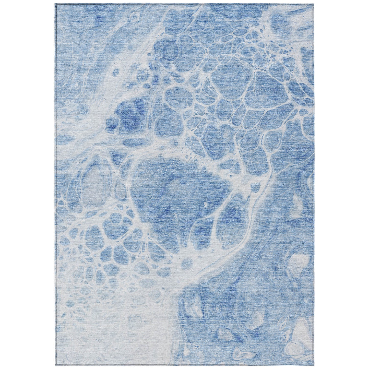 3' X 5' Sky Blue And Denim Blue Nautical Washable Indoor Outdoor Area Rug-1