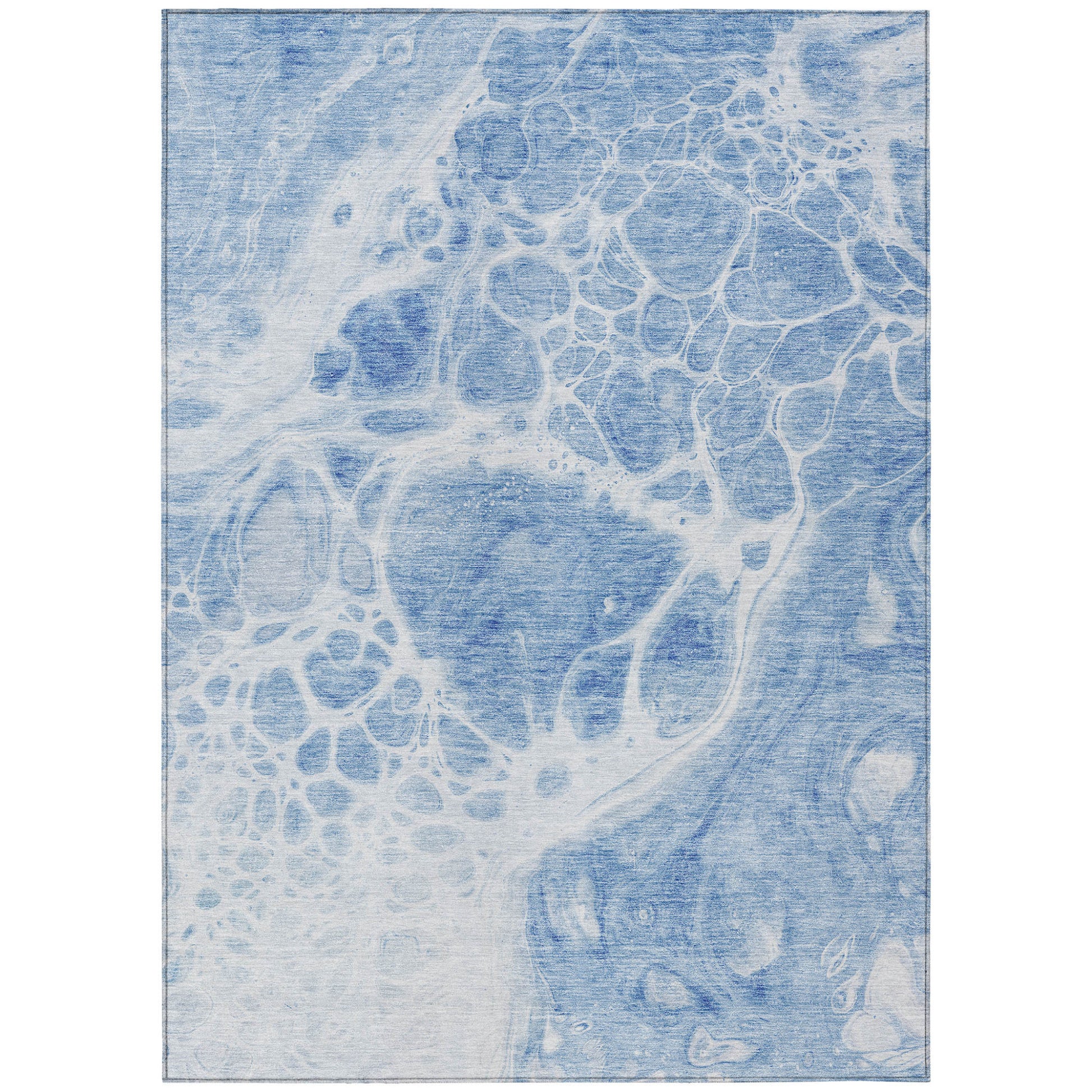 3' X 5' Sky Blue And Denim Blue Nautical Washable Indoor Outdoor Area Rug-1