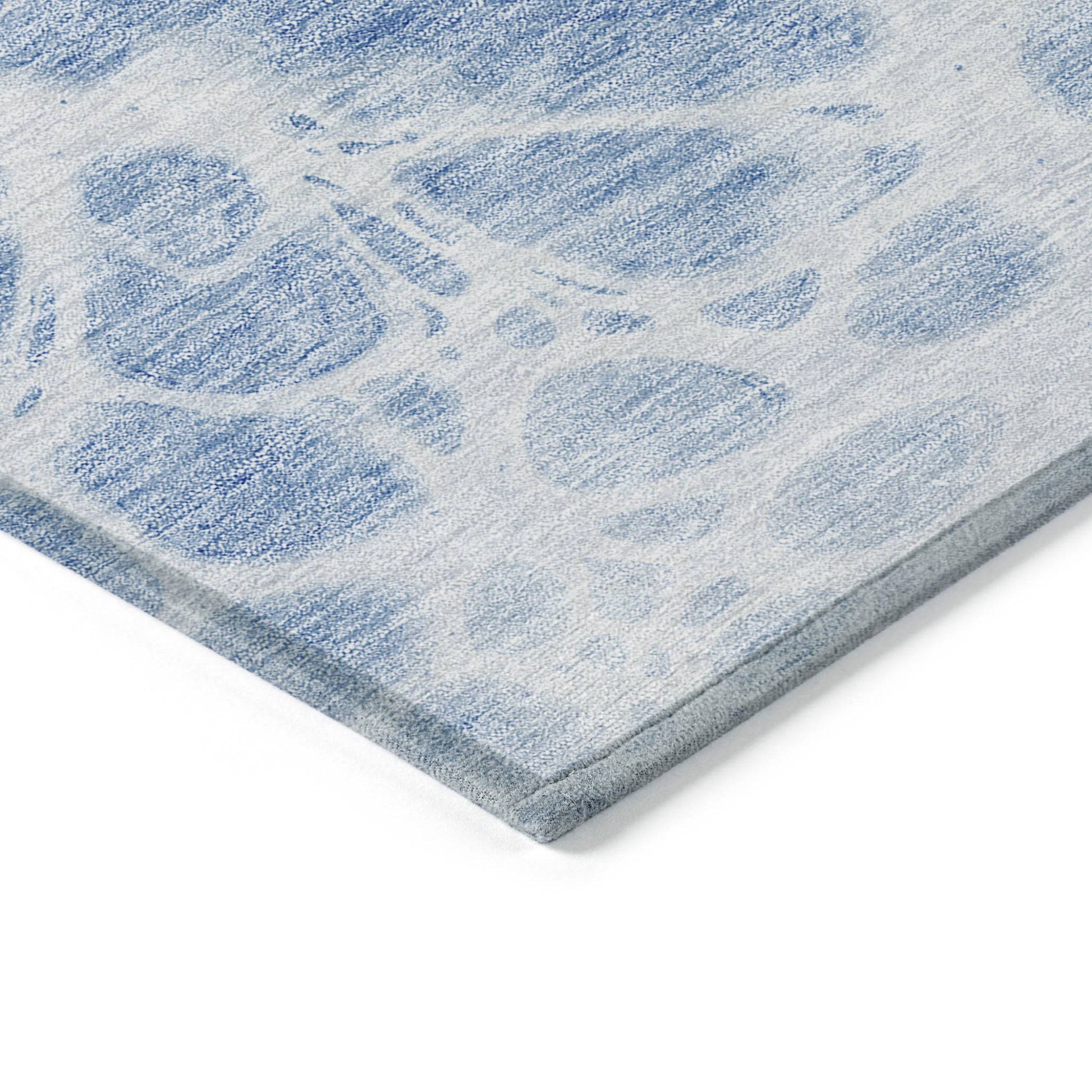 3' X 5' Sky Blue And Denim Blue Nautical Washable Indoor Outdoor Area Rug-4