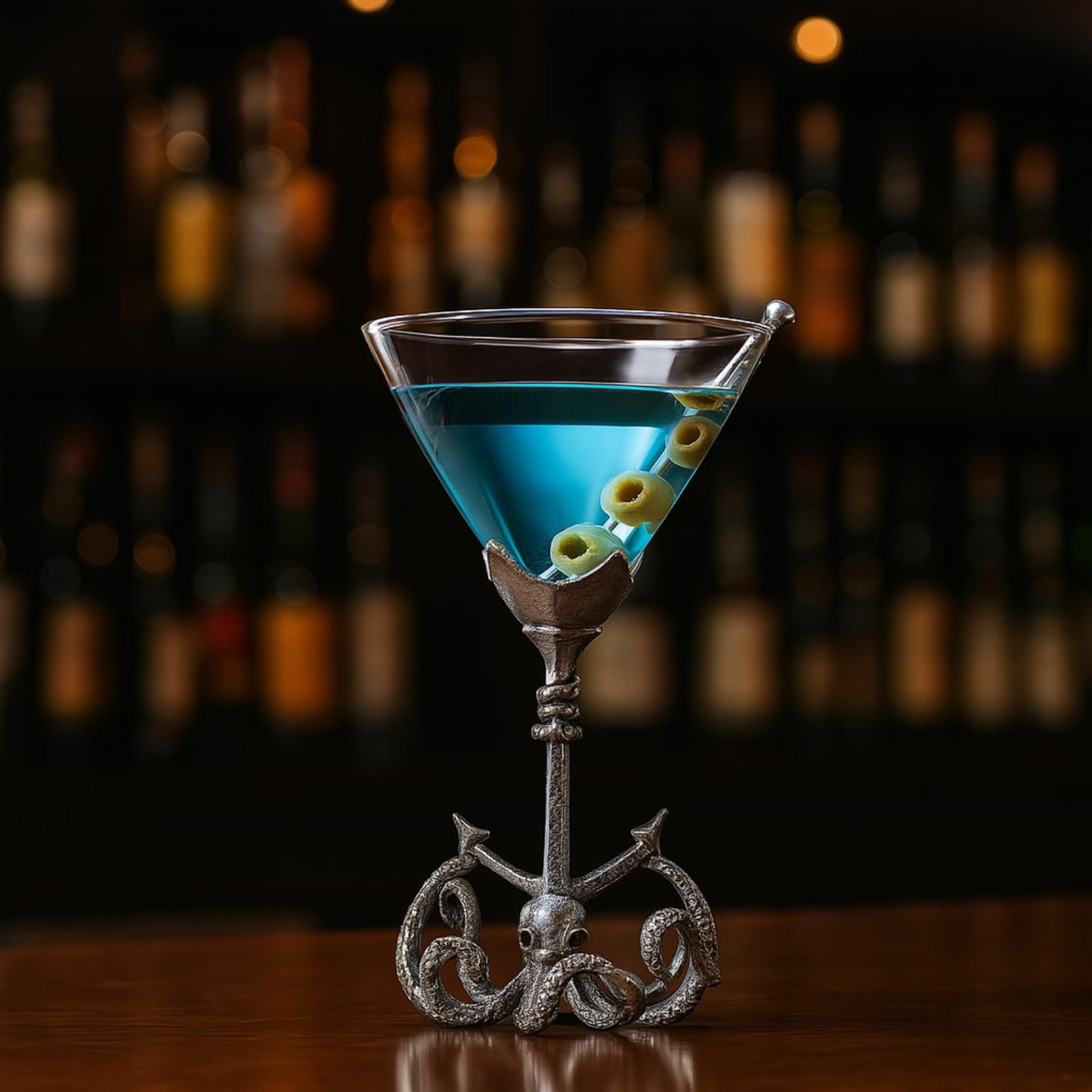 Pewter Kraken Octopus Martini Glass with Anchor Base, Nautical Cocktail Glass with Tentacle Design, Unique Barware for Beach House, Sea Creature Decor, Ocean Lover Gifts, Coastal Party Collectible-4