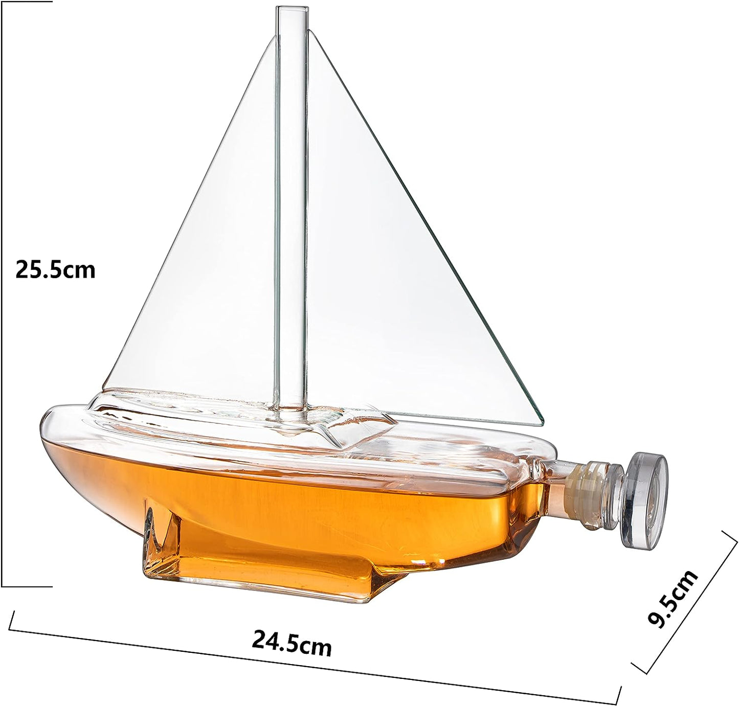 Sailboat Whiskey & Wine Decanter Ship - The Wine Savant Ship Decanter Set 750ml - Drink Dispenser for Wine, Whiskey, Ship In A Bottle Decanters Bar Set, Liquor Scotch Bourbon, Boating Mariner Gifts-3