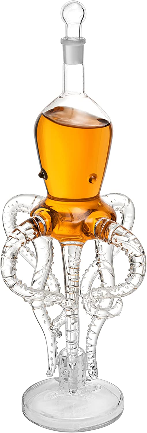 Tall Octopus Whiskey and Wine Decanter 500ml 16.5" H by The Wine Savant - Extraordinary Detail, Kraken Sea, Nautical Gifts, Sea Lover Gifts!-2