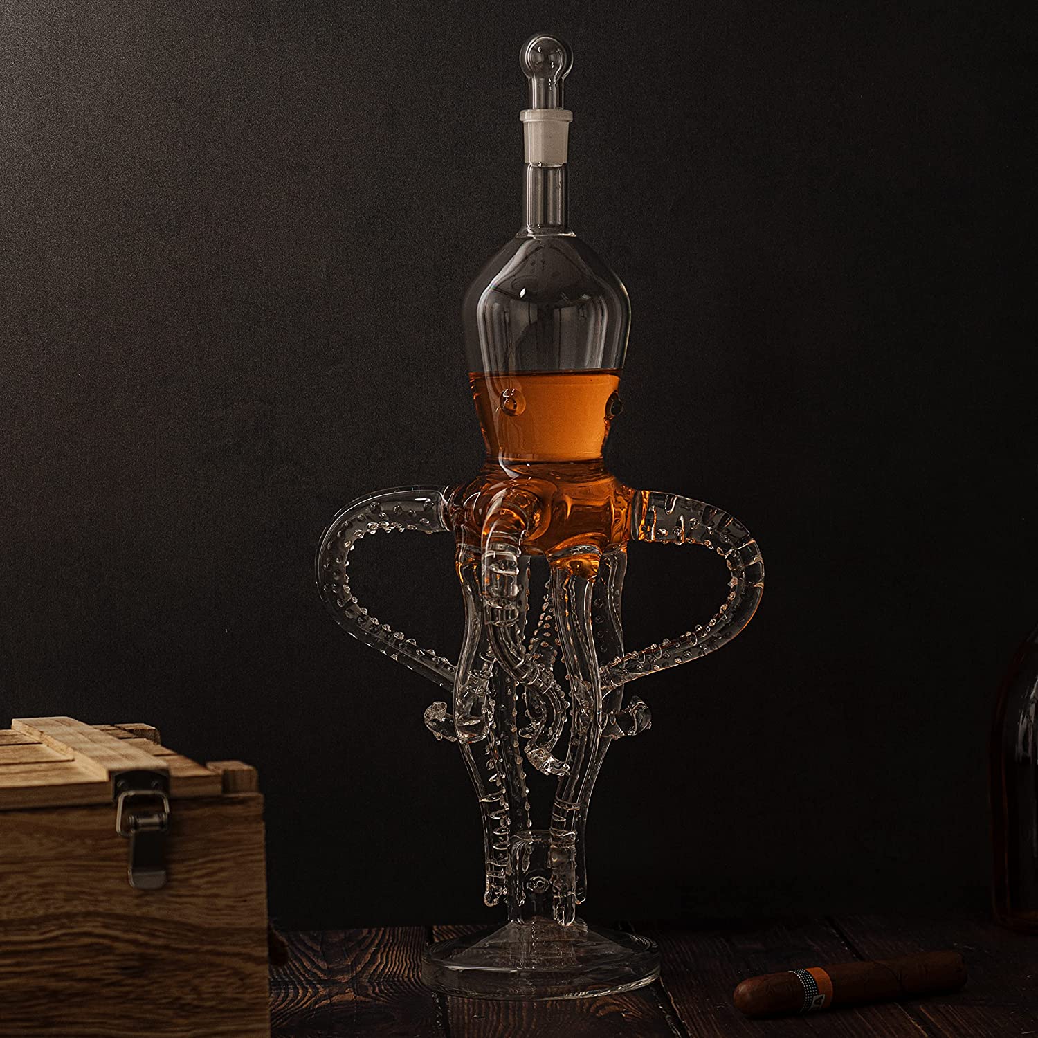 Tall Octopus Whiskey and Wine Decanter 500ml 16.5" H by The Wine Savant - Extraordinary Detail, Kraken Sea, Nautical Gifts, Sea Lover Gifts!-1