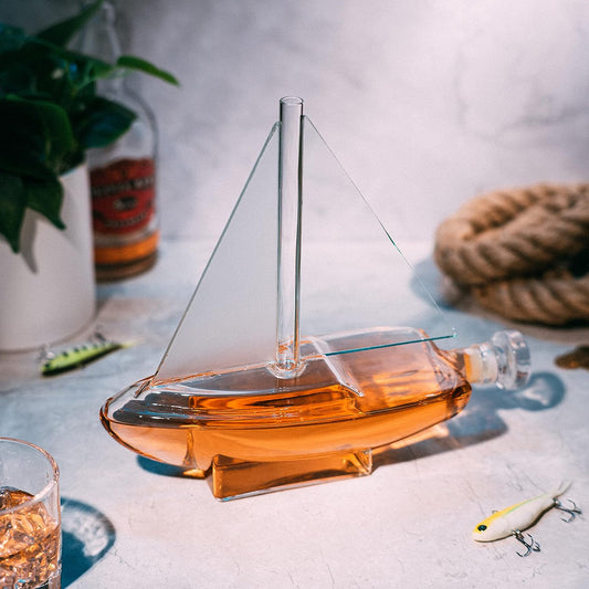 Sailboat Whiskey & Wine Decanter Ship - The Wine Savant Ship Decanter Set 750ml - Drink Dispenser for Wine, Whiskey, Ship In A Bottle Decanters Bar Set, Liquor Scotch Bourbon, Boating Mariner Gifts-1