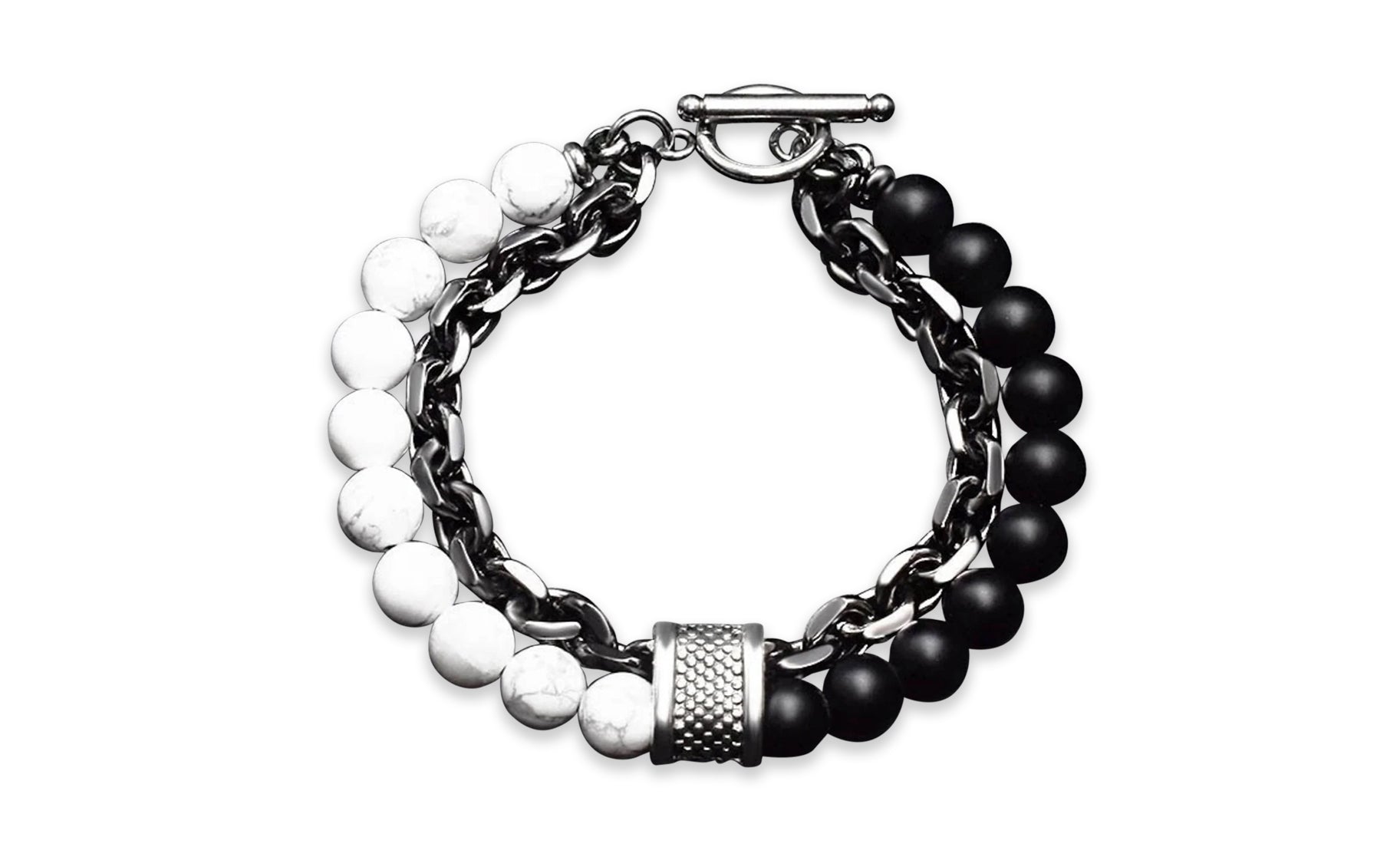 MEN'S CHAIN AND BEAD BRACELET-1