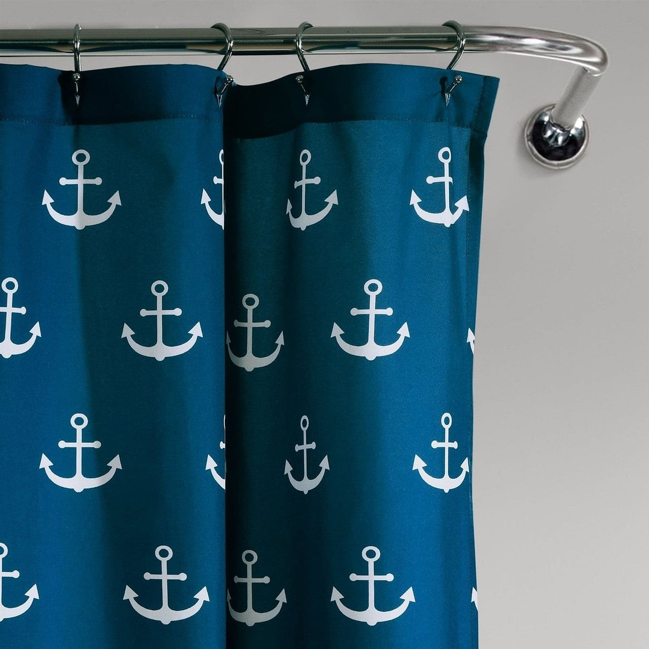 72-inch Navy White Nautical Anchor Polyester Shower Curtain-0