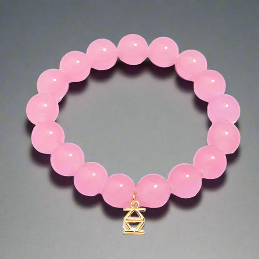 Glass Bead Stretch Bracelet - Light Pink-0