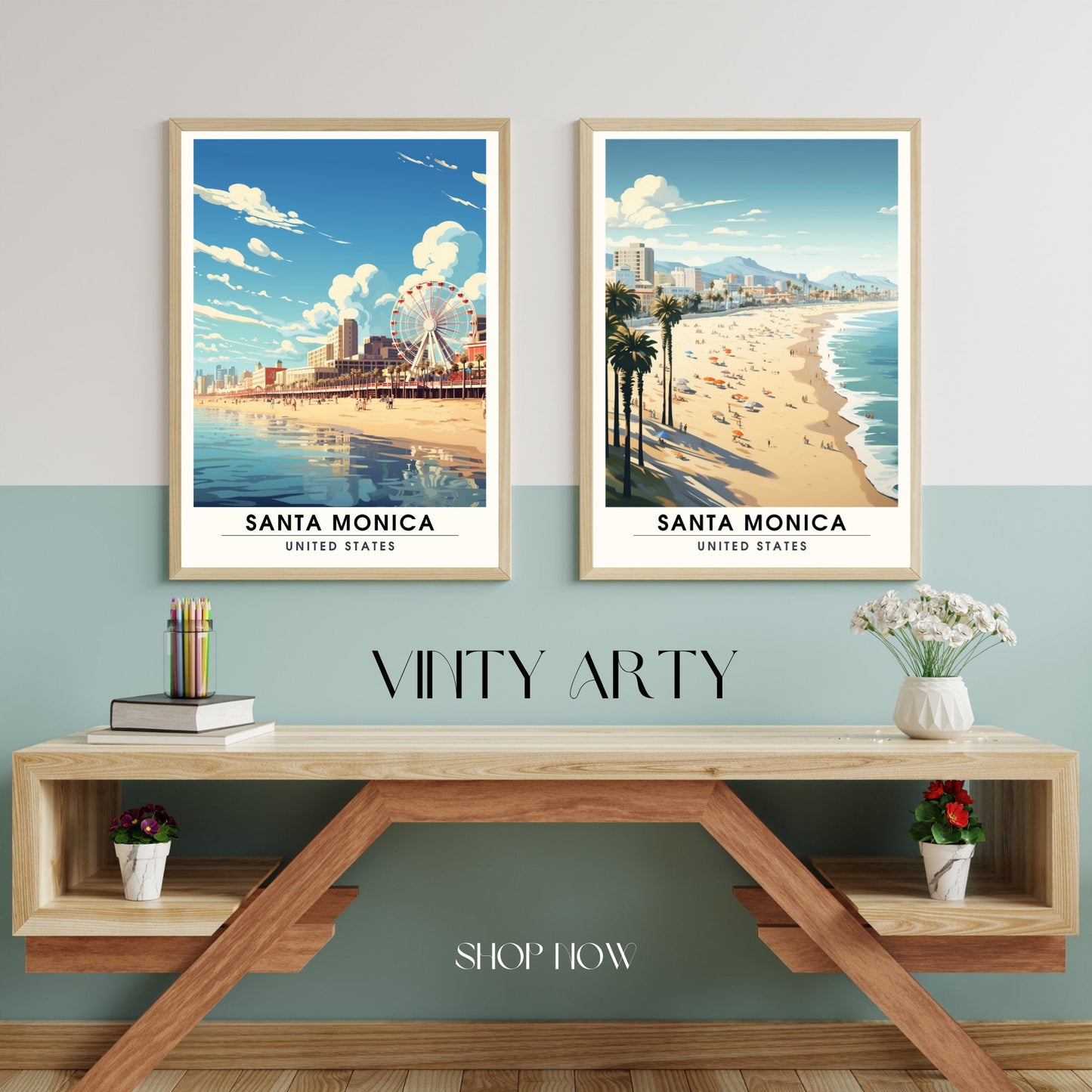 Impression Santa Monica Beach | Impression de voyage Santa Monica Beach | poster cote est-3