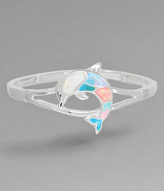 SEALIFE THEME EPOXY BANGLE BRACELET - DOLPHIN-0